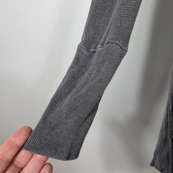 Y2K Thermal Cardigan S Gray Mini Waffle Duster Tie Twilightcore Elena Indie - Picture 5 of 11